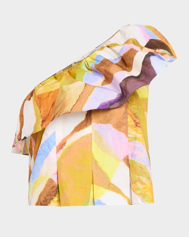 McCauley Pleated One-Shoulder Ruffle Top